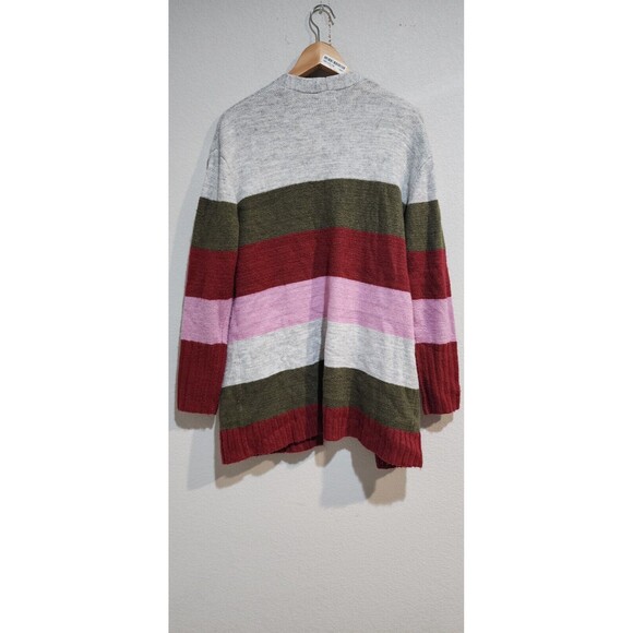Caslon Small Staggered Stripe Cardigan Open Front Shawl Collar Sweater - Picture 5 of 9